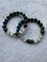 blue and white agate with silver accents women's bracelet set in size 7