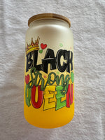 Black queen image on a yellow ombre tumbler