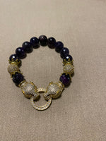 Amethyst bead with gold tigers eye and gold accent beads