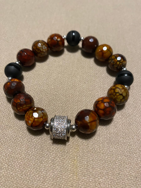 Multi color agate what black onyx and silver accents