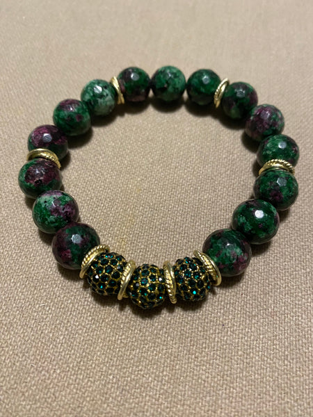 green and purple agate with gold accent
