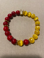 red bamboo and gold bracelet