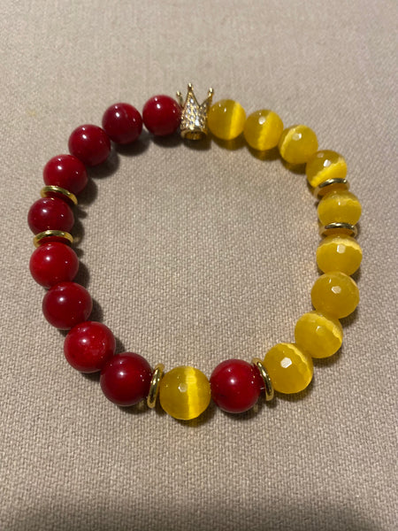 red bamboo and gold bracelet