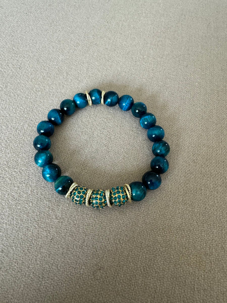 teal blue tigers eye bracelet