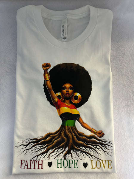 Afro lady Fatih Hope Love t-shirt