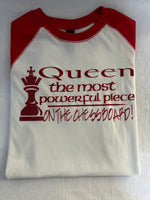 Queen the most powerful piece on the Chessboard image on a baseball shirt