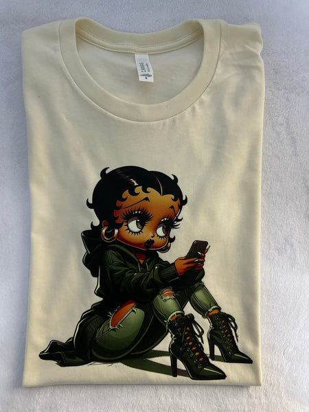 Betty Boop with green hoodie t-shirt