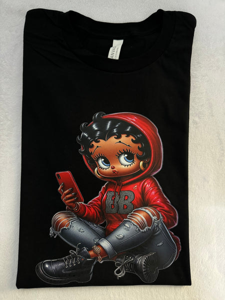 Betty Boop with red hoodie t-shirt