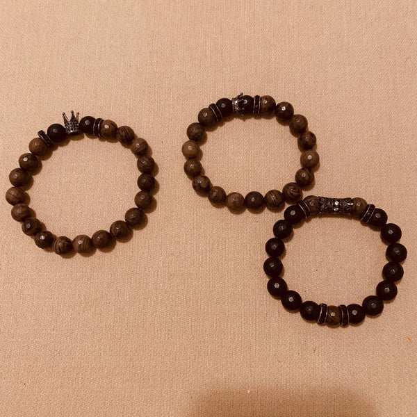 His & Hers Brown/Black Bracelet Set