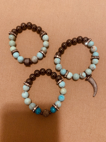 Teal/Gray Bracelet Set