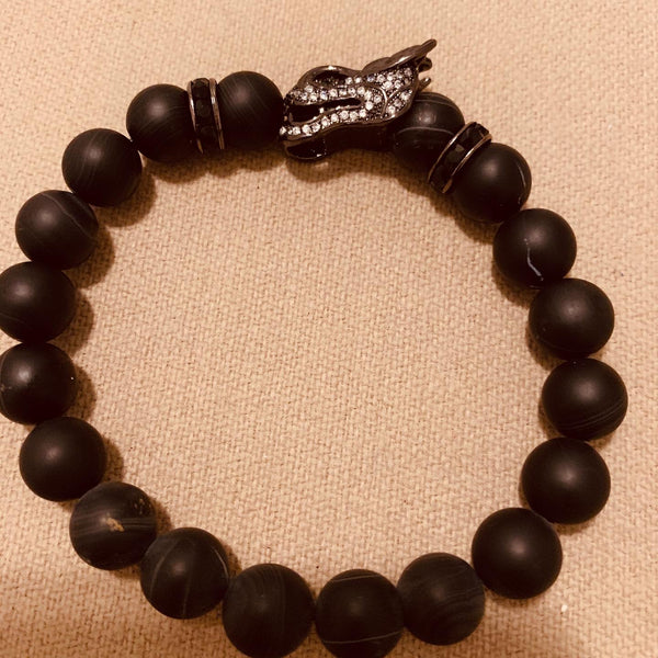 Mens Black Agate Bracelet