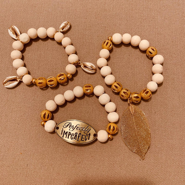 Wood/Gold Bracelet Set