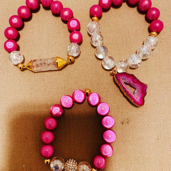 Pink Bracelet Set-On Sale