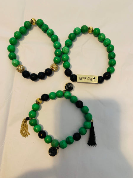 Green/Black Bracelet Set