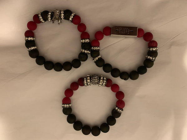 Black/Red Bracelet Set