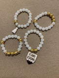 White and gold stack bracelet set