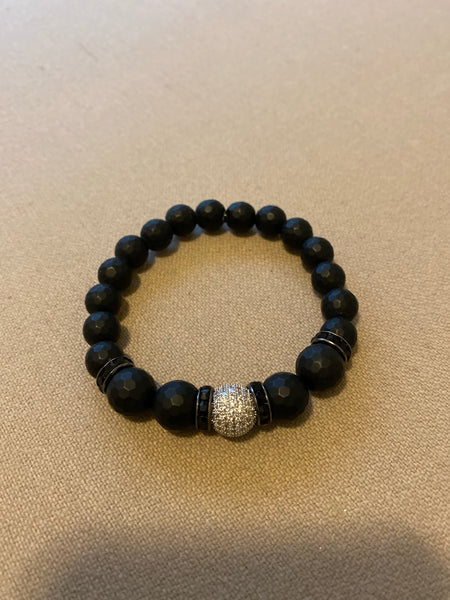 Black onyx with silver accent