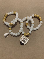 White and gold stack bracelet set