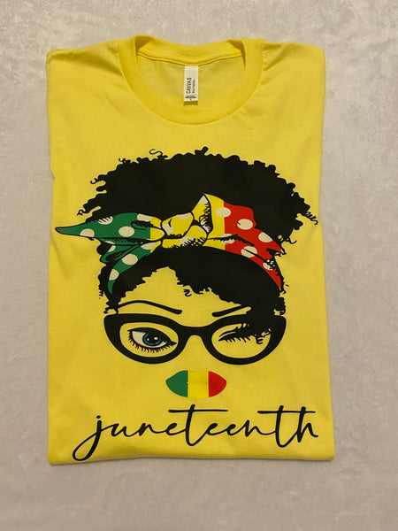 Juneteenth messy bun lady